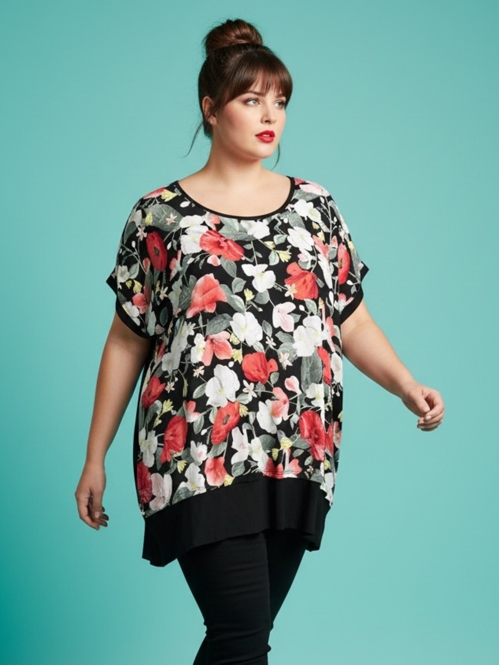 Reitmans Floral High-Low Mixed Media Blouse Plus Size 3X